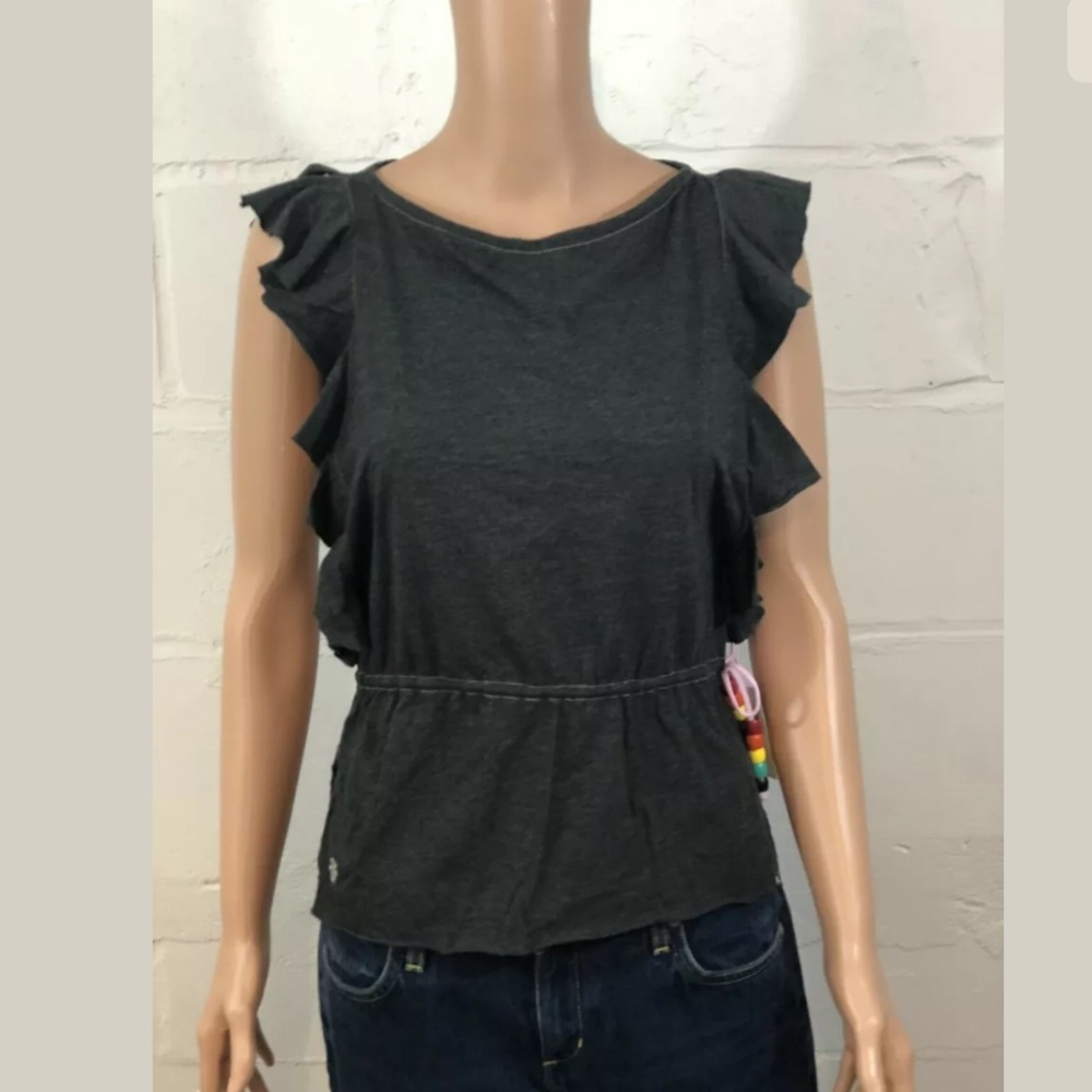 Mantra by Tara Reid Charcoal Flutter Sleeve Tank